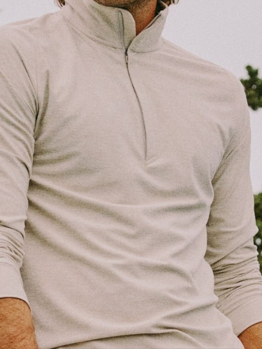 NWT VRST Men's Long-Sleeve Quarter-Zip Pullover in Light Beige Size L